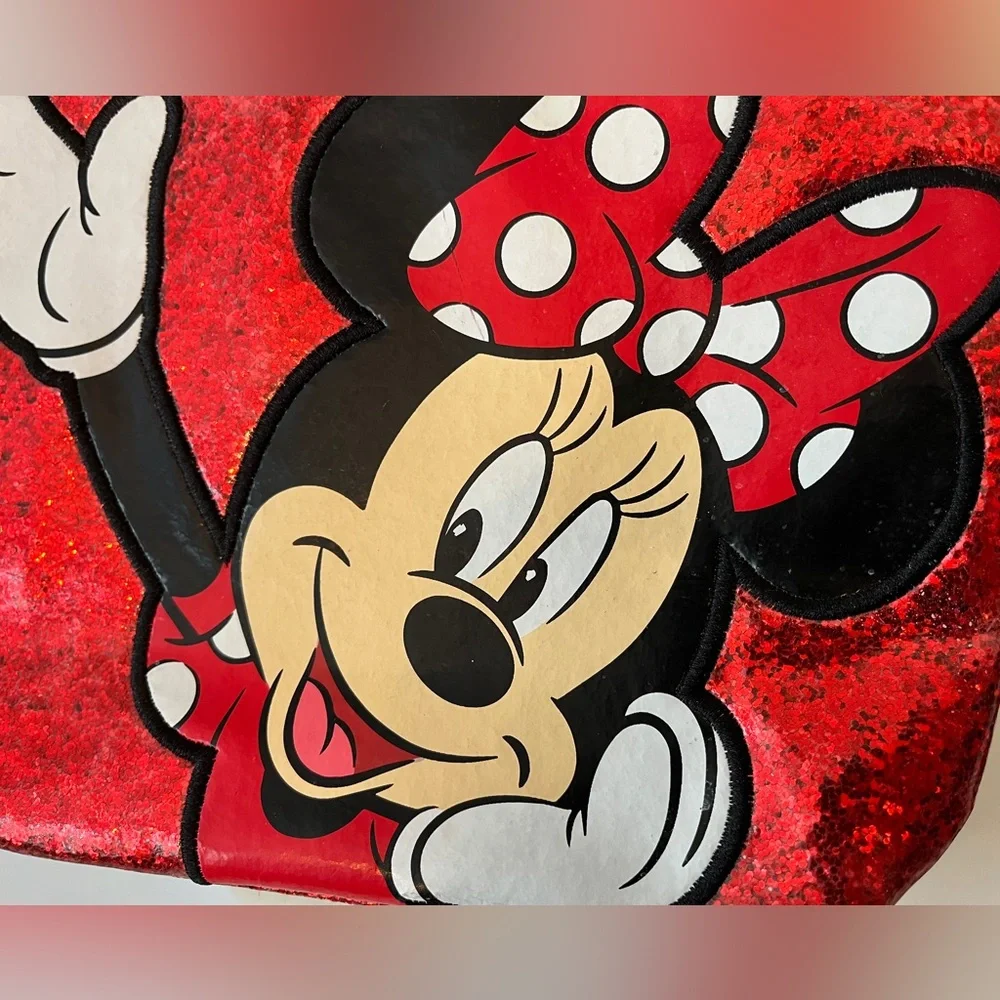 Kids Minnie Mouse Disney parks bag glittery red